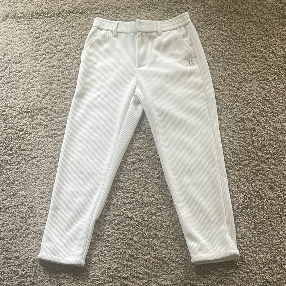 Men's White Ribbed Pants